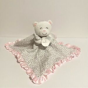 Carters Bear Cheetah Lovey Snow Leopard Pink Gray Satin Ruffle Trim Baby 2012